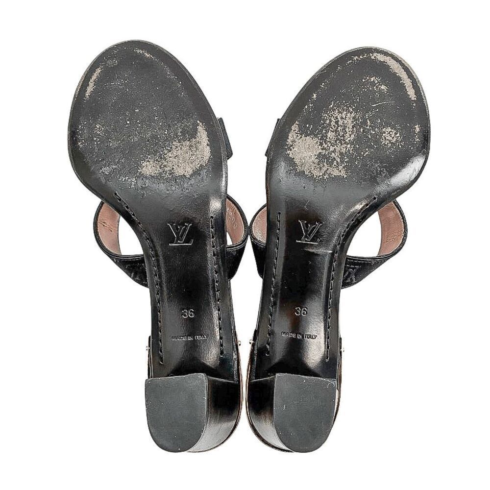 Louis Vuitton Monogram Fabric Mule Slide Sandals Block Heel EU 36 US 6 Authentic - Picture 13 of 14